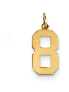 20mm x 7mm Solid 14k Yellow Gold Casted Small Diamond-Cut Number 8 Charm Pendant